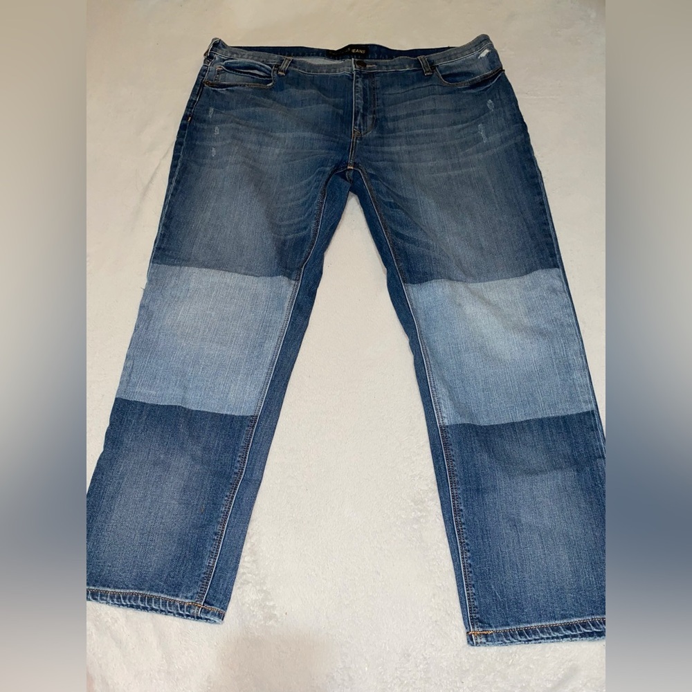 Express Blue Straight Jeans with Classic Fading